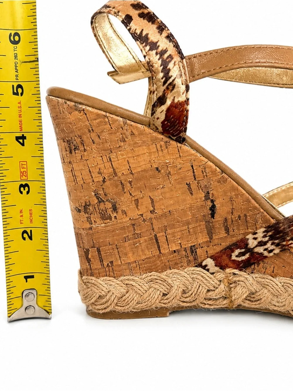 XOXO Tan & Brown Animal-Print Knot Front Wedge Sandals